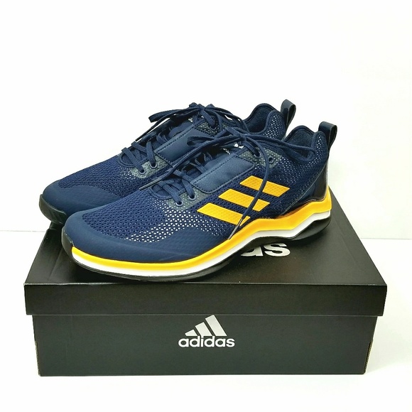blue and gold adidas trainers